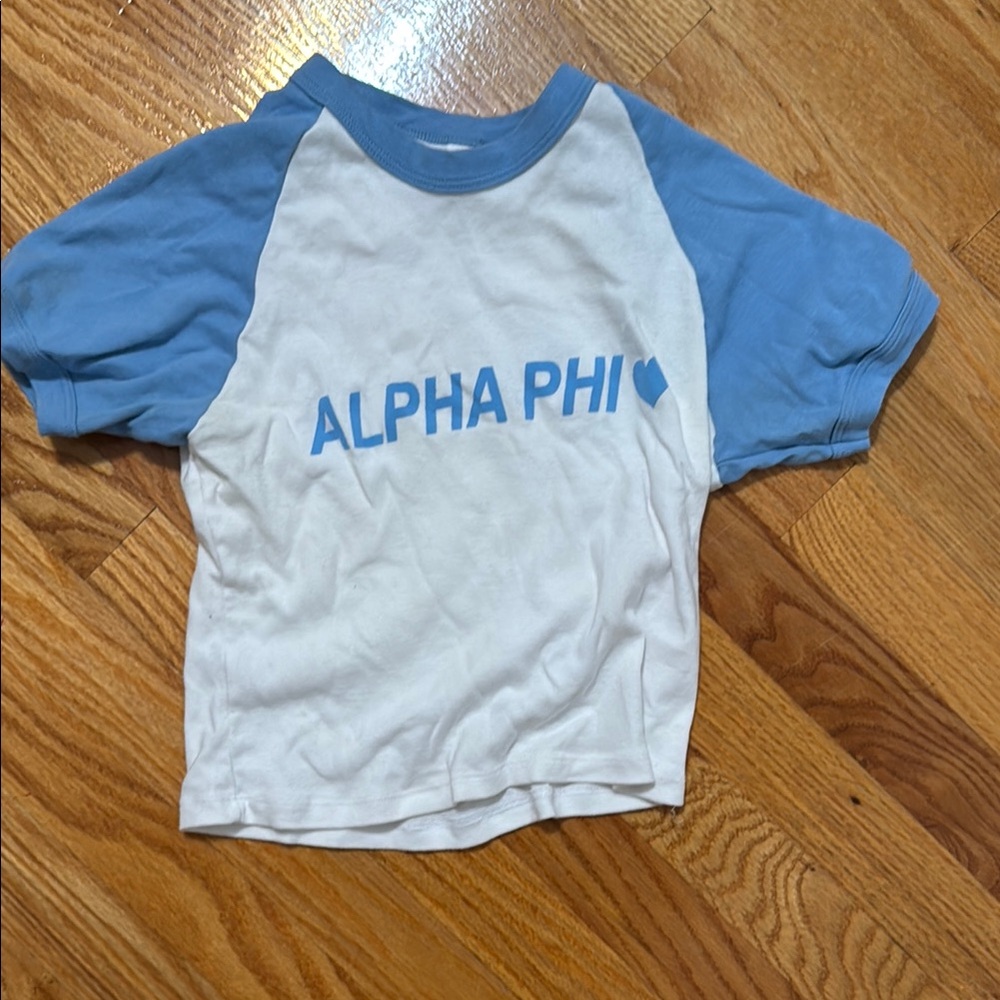 Alpha phi baby tee - Blue and White